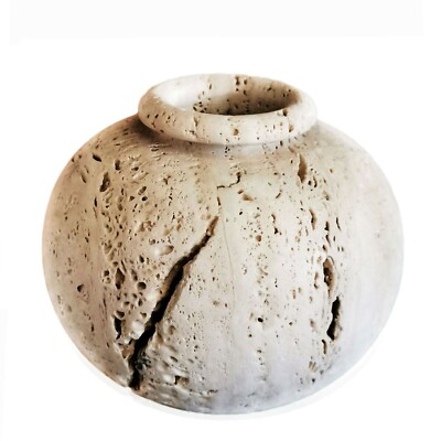 Vase Travertin Kugel Made IN Italy Sphere Travertin Vase Home Design 15x15 CM