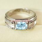 Men's Aquamarine Silver Ring-Sterling Silver with Flawless Gemstone, Jewelry