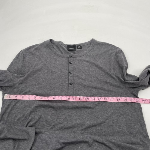 Hugo Boss Mens size XL Henley Long Sleeve Preppy Slim Dark Gray SHIRT pullover - Picture 7 of 12