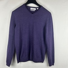 Calvin Klein Men's Purple V-Neck merino wool Sweater size S