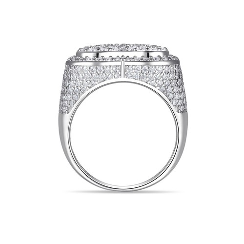 4.06tcw Iced Out VVS MOISSANITE Heart Ring for Hip Hop Mens SOLID 925 Silver - Picture 7 of 12