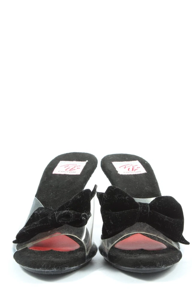 PIN UP COUTURE Sandalias con tacón Mujeres Babuchas Talla EU 38 negro-rosa - Imagen 2 de 4