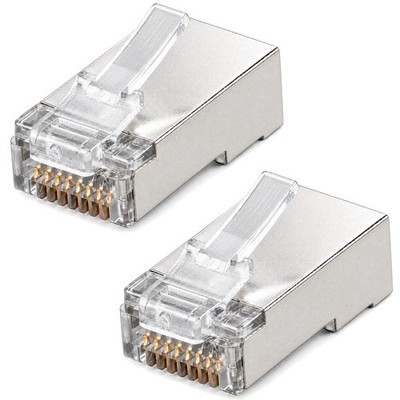 2x CAT5e RJ45 Stecker Modular Crimp Patch Ethernet Netzwerk Kabel vergoldet 8P8C