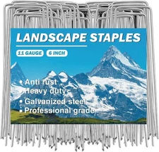 Garden Stakes - Landscape Staples 20 Pack 11 Gauge Tent Stakes, Garden Staples 6