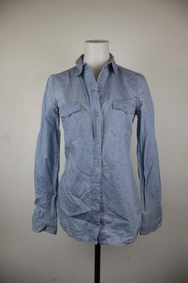 Fred Perry Damen Hemd Regular S Blau Vintage Casual Baumwolle Langarm