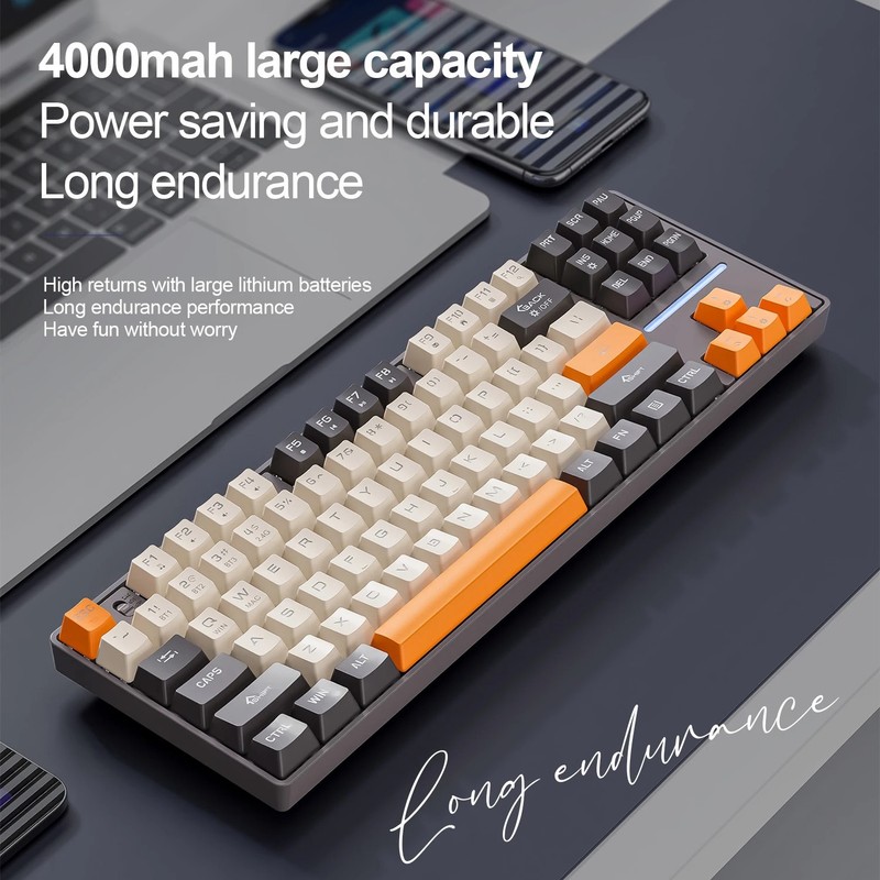 Mechanical Wireless Keyboard Bluetooth 2.4Ghz Graphite RGB Gaming Office QWERTY