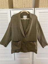 Madewell Women  s Gauze Blazer Size L Olive Green Cotton Office Preppy Earthy