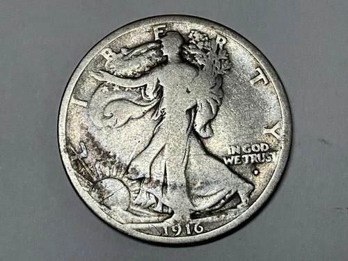 1916 D Walking Liberty Half Dollar Obverse Mint Mark Dark Mark Obverse #1