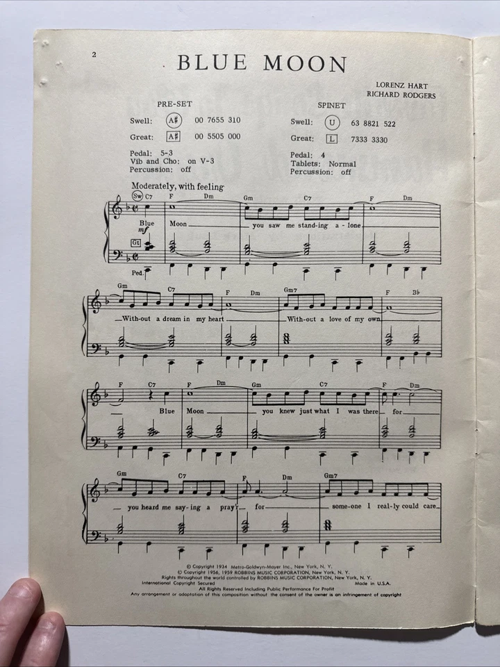 Vintage 1959 Favorite Songs to Play on the Hammond Organ Book - No. 1 - Image 4 of 4