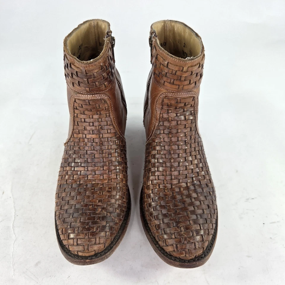 Bota corta Stetson Phoenix punta redonda EE. UU. 8,5 para mujer botines de cuero tejido marrón Foto 3 de 4