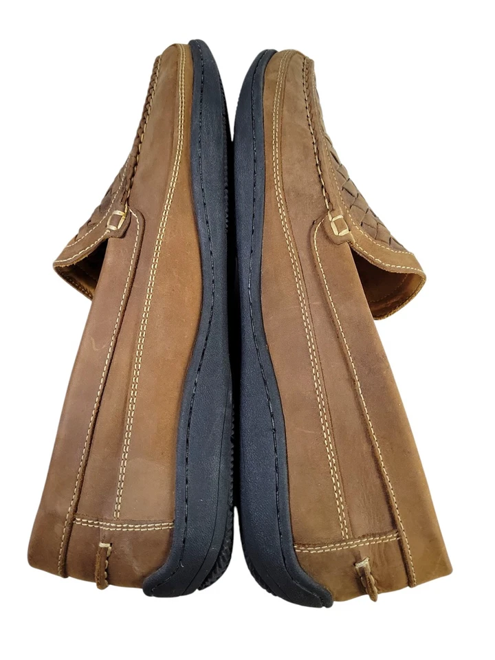 Johnston & Murphy Tan Leather Slip-On Basket Weave Fisherman Loafers Men’s 12 - Image 4 of 4