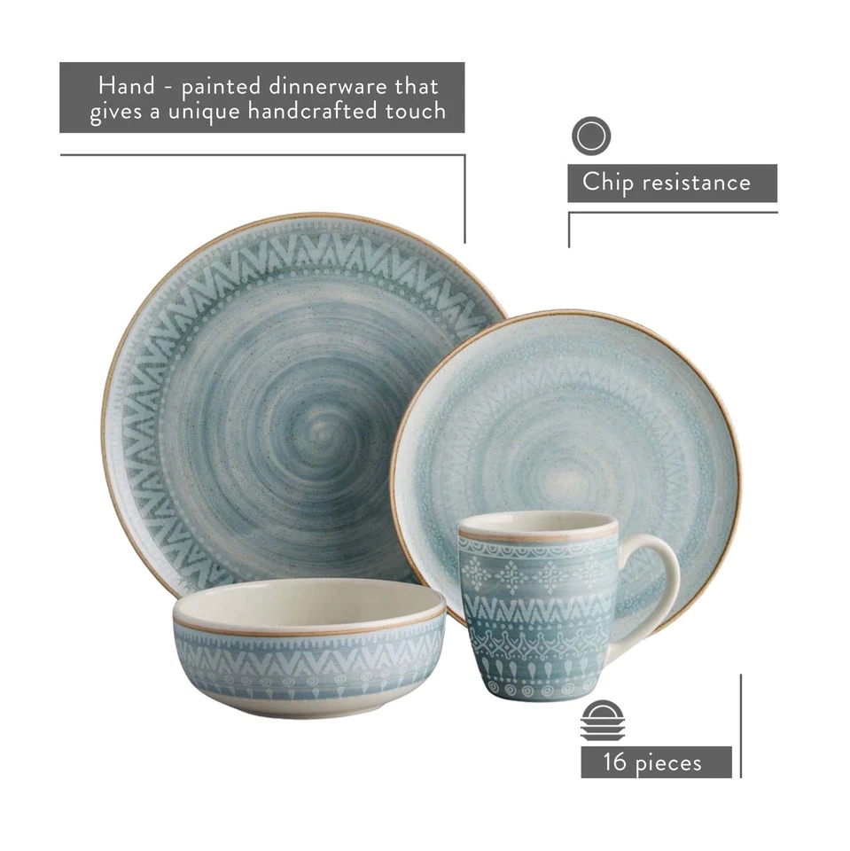 Juego de vajilla Corona 16 piezas, juego de platos cuencos y tazas, juegos de cerámica para... Foto 2 de 4