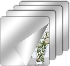TSLBW 4 Pack Self Adhesive Mirror Stickers 20x20cm Acrylic Mirror Sheets for