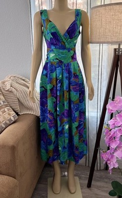 EUC Vintage Floral Dress Size 14 Sleeveless Fit & Flare Pleated Retro Cooper St