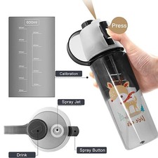Water Bottle With Straw Kids Drink Spray Cup Sports Mist Spray Cool Down 600ML