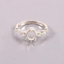 Semi Mount Ring Solitaire 8X6 MM Oval Shape 925 Sterling Silver Wedding Ring