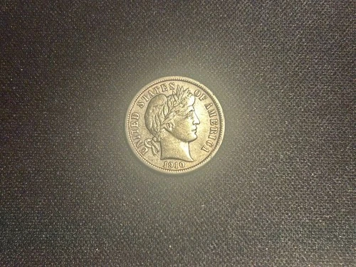 1910 Barber Dime XF Cleaned
