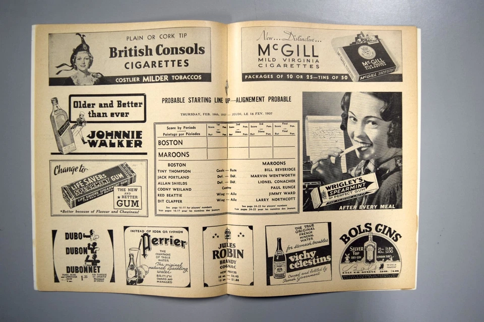 Montreal Maroons vs Boston Bruins February 18th 1937 Official Game Program - Image 3 of 3