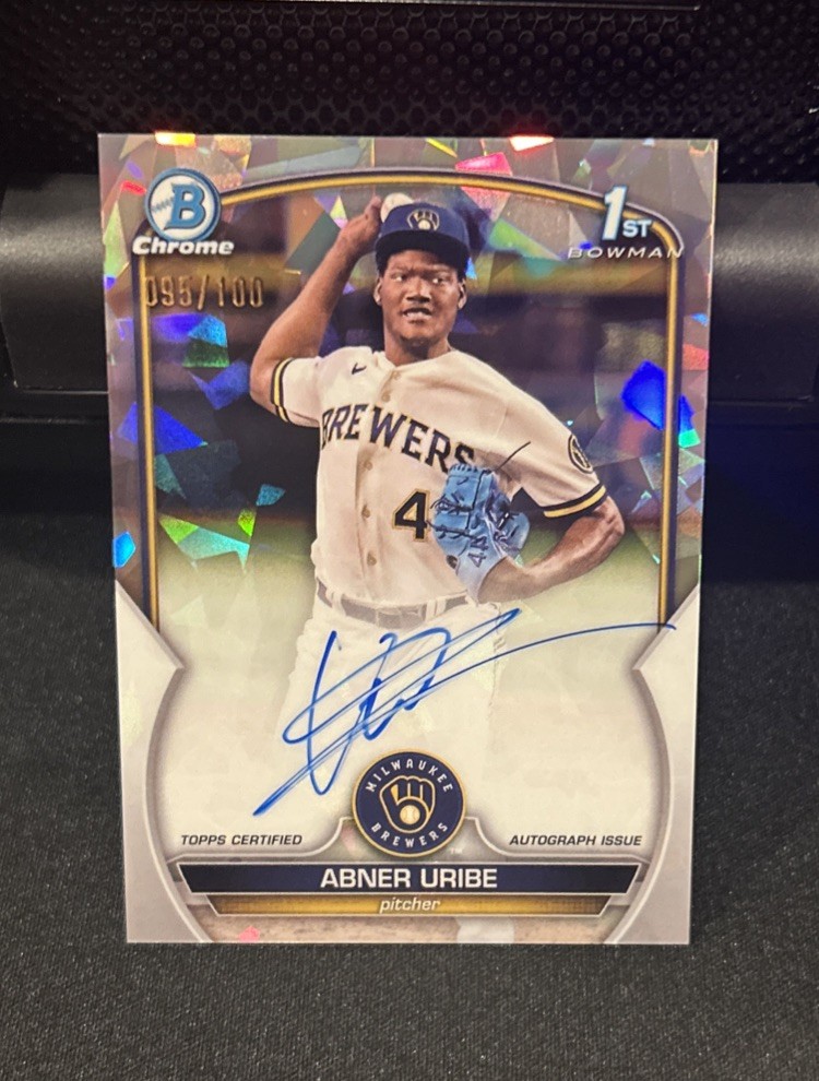 2023 Bowman Chrome ABNER URIBE 95/100 auto Atomic refractor #CPA-AU