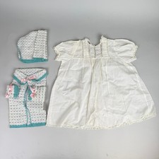 Vintage Baby Dress with Crocheted Sweater and Bonnet, Infant Apparel Set