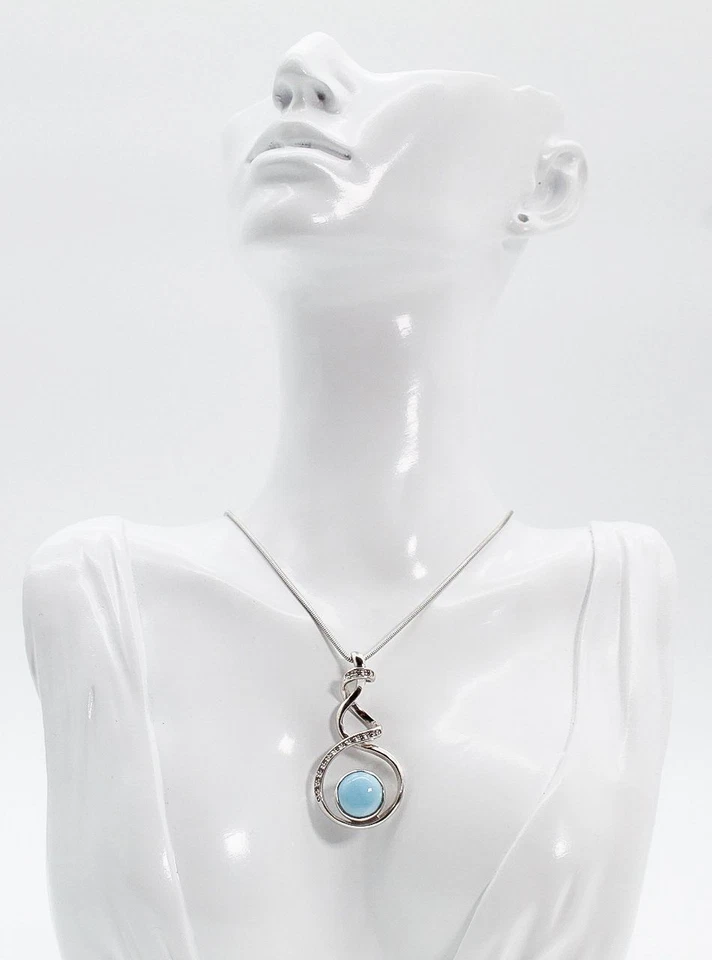 Collar Colgante MARAHLAGO DANTE Plata de Ley Turquesa Blanco Zafiro Foto 2 de 4