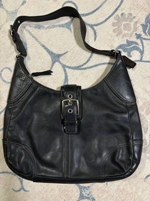 COACH F11197 Hamilton Soho Hobo Y2K Shoulder Bag Black Leather