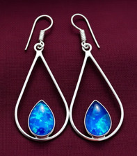 Australian Triplets Opal Gemstone 925 Sterling Silver Handmade Jewelry Earrings