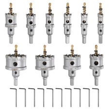 10PCS Metal Hole Saw Kit  Carbide Cutter 16/18/20/22/25/30/35/45/50/53mm