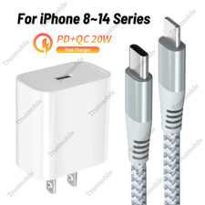 Woven USB-C Charger Cable Charging Cord For iPhone 6 7 8 X 11 12 13 14 Pro Max