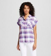 Women's Printed Dolman Sleeve Button-up Shirt - Como Black, Pink Lemonade Color