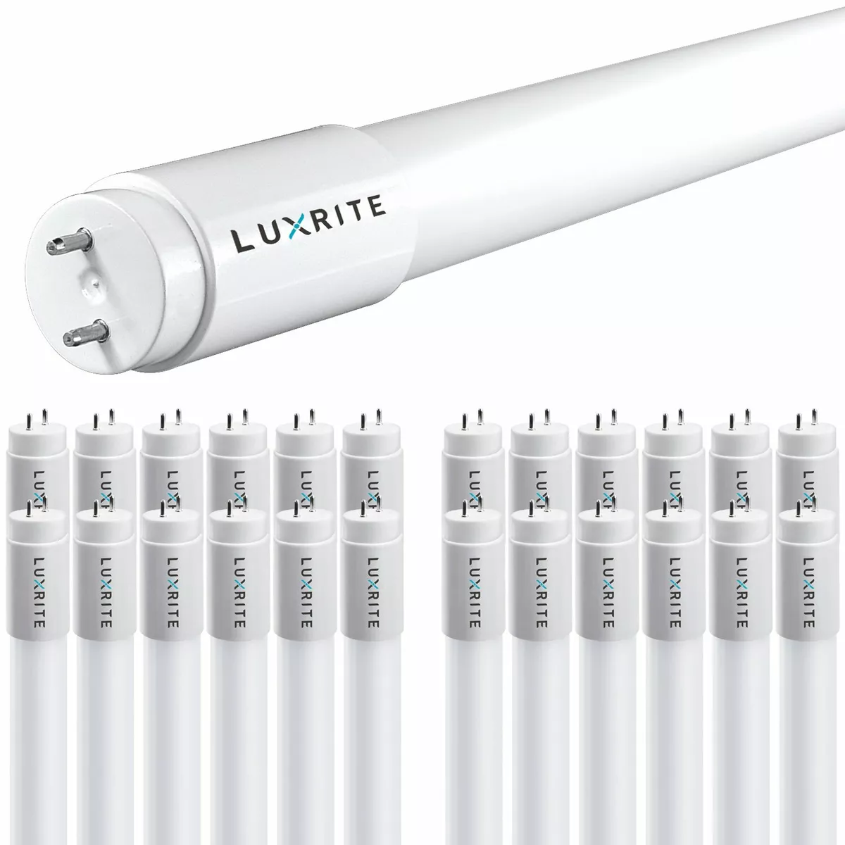 Luxrite 4FT T8 LED Tube Light Ballast and Ballast Bypass 13W 32W 3000K 25 Pack