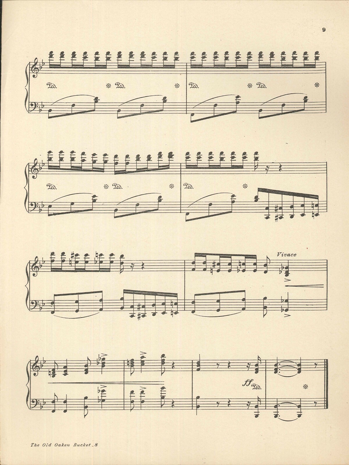 Old Oaken Bucket Piano Solo Sheet Music 1909 Drumheller Beaux Arts Ed