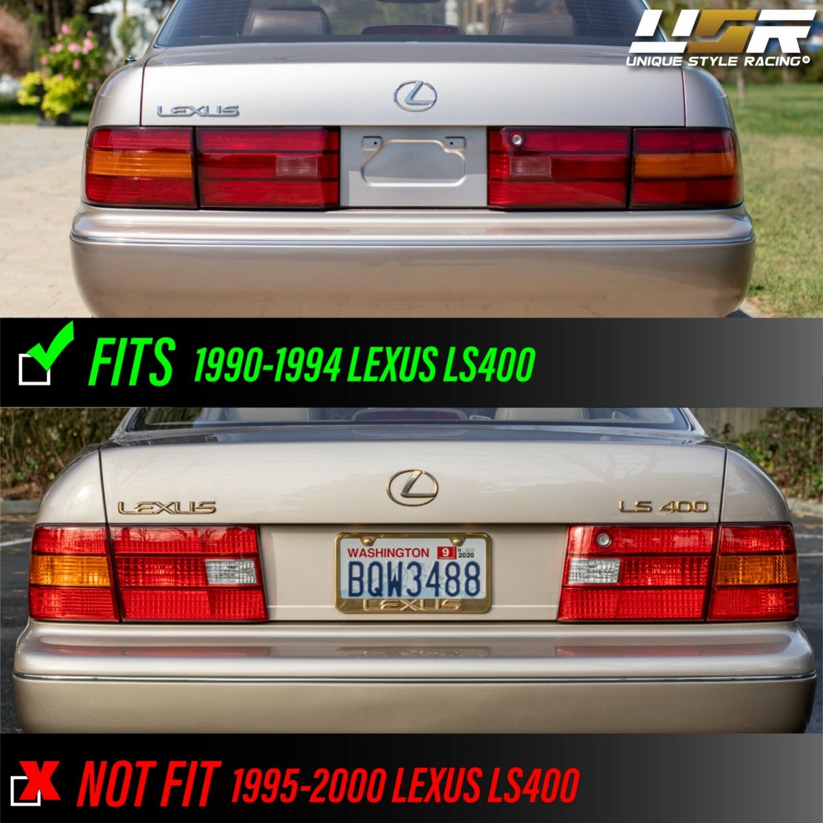 4PCS DEPO JDM Style Red Clear Tail Lights For 1991-1994 Lexus