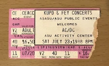 1988 AC/DC BLOW UP YOUR VIDEO TOUR TEMPE CONCERT TICKET STUB ANGUS YOUNG 40 11