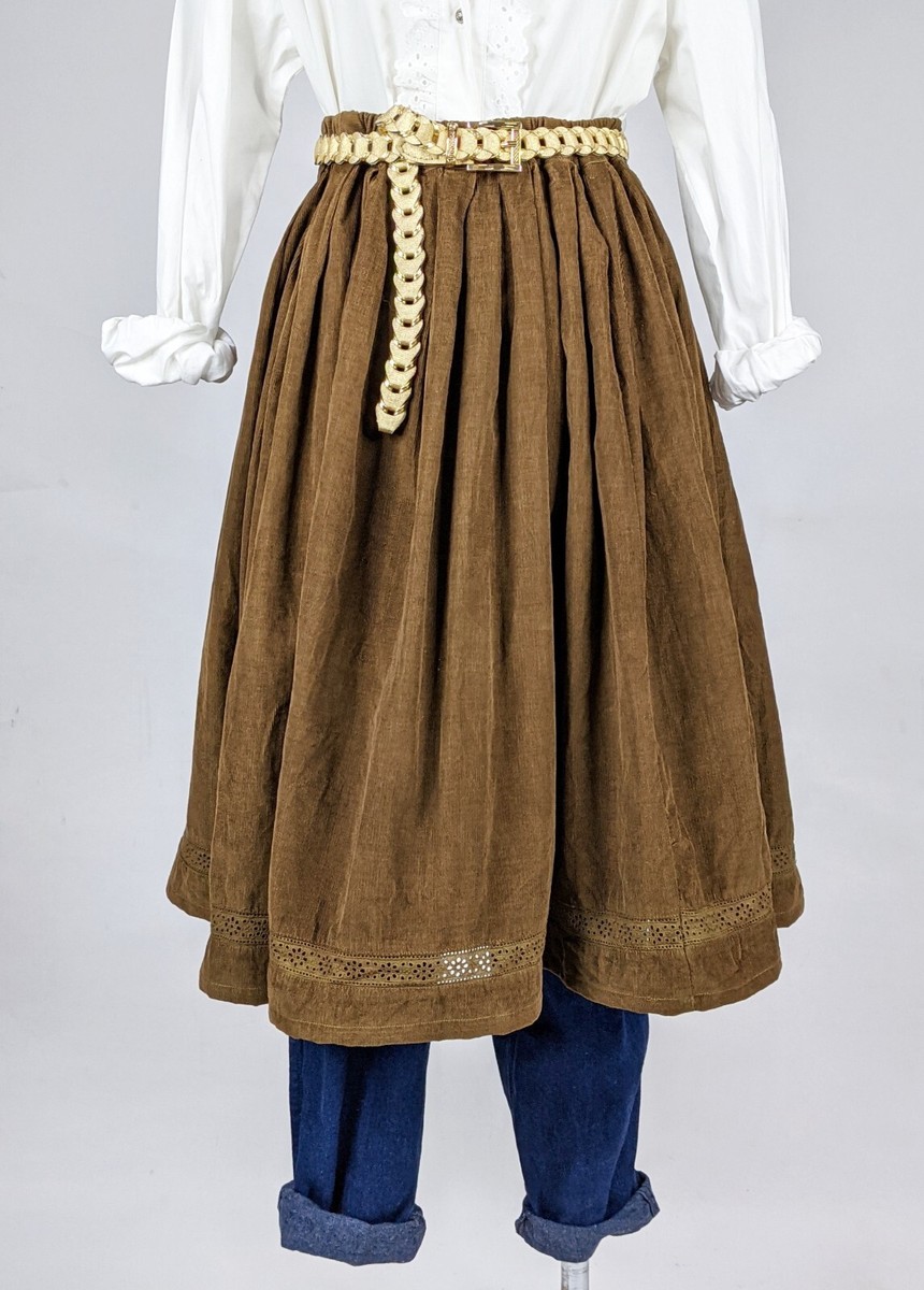 Comptoir Des Cotonniers Vintage Women Corduroy Cotton Midi Skirt Flare Size  10