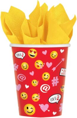 Valentine's Day Emoji Red Hearts Holiday Party 9 oz. Paper Cups | eBay