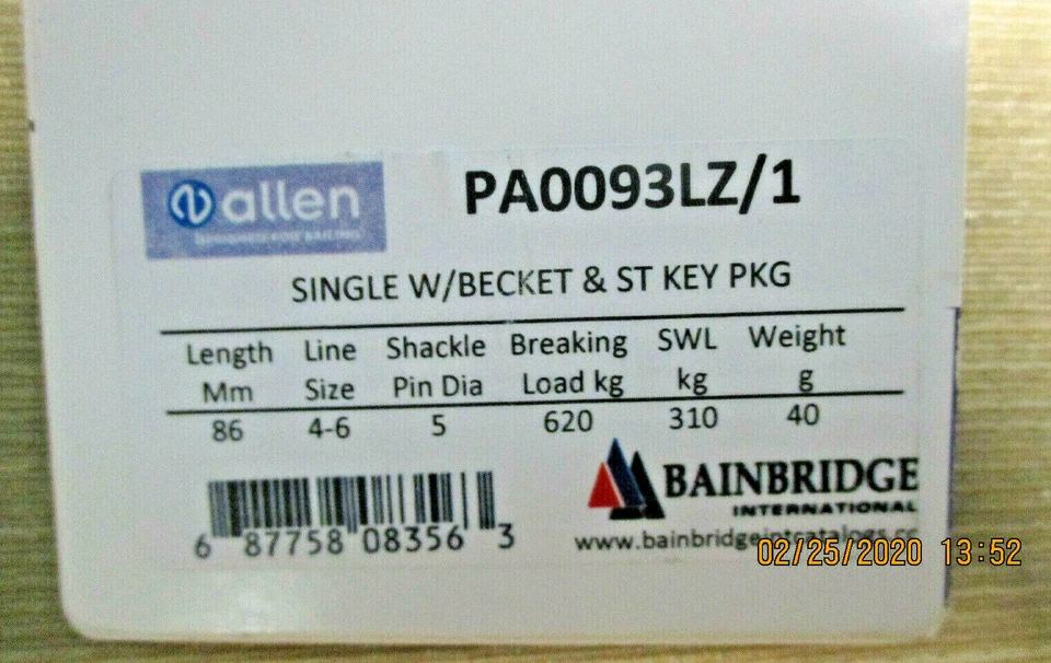 Single with Becket and Straight Key PA0093LZ/1 Allen/Bainbridge PR (2) - Image 3 of 3