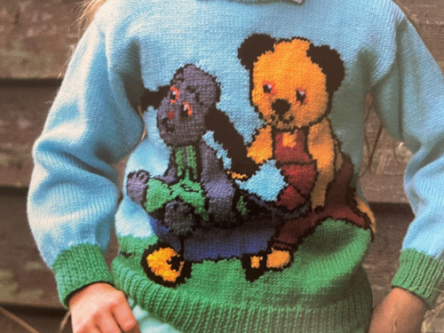 Kinder Ruß + Sweep Schubkarre Motiv Pullover STRICKMUSTER Mädchen Duett S2 - Bild 5 von 6