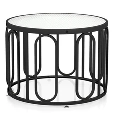 2-Tier Round Coffee Table Accent Table 24" Living Room with Adjustable Foot Pads