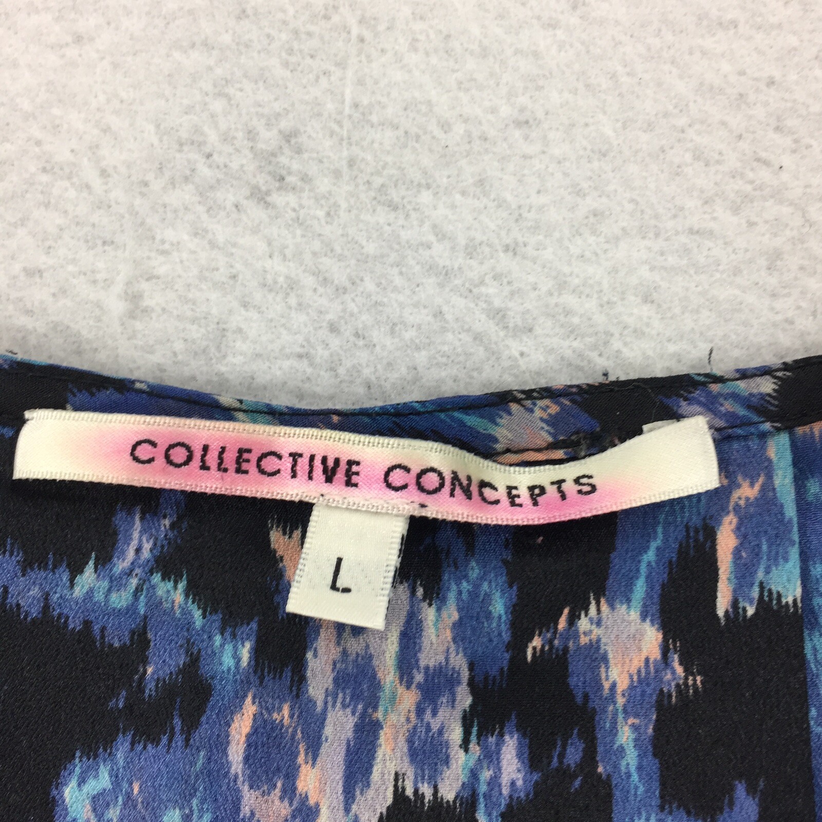 Collective Concepts Blouse Size Large Womens Blue Floral Print High Low Top L