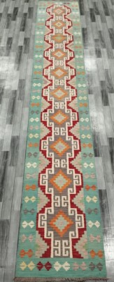 Artisan Handmade Afghan/Türkischer Kelim Teppich, Wolle Azteken Läufer Teppich, Größe 500x85 CM