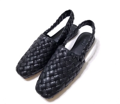 NEW Vince Cadot Woven Leather Slingback Flat in Black Size 6, 6.5 $325