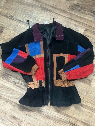 Vintage 80’s Patchwork Colorblock Suede Leather  J
