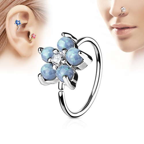 Opal CZ Flower Ear Helix Tragus Rook Snug Daith Hoop Nose Rings Piercing 20G - Picture 6 of 7