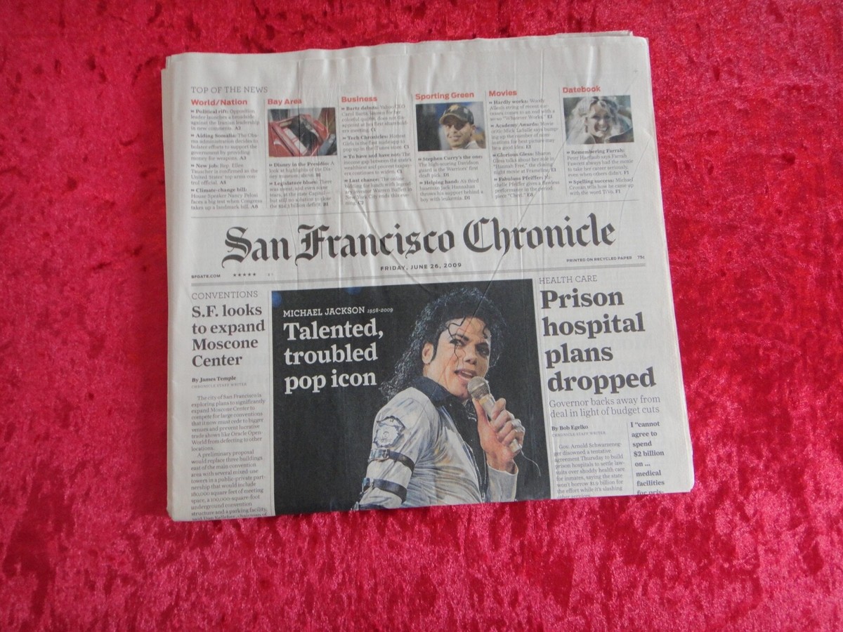MICHAEL JACKSON NEWSPAPER SAN FRANCISCO CHRONICLE 6/26/2009
