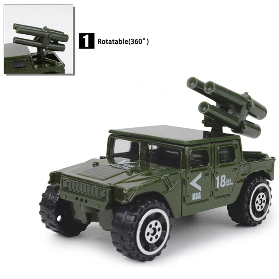 6PCS Military Vehicle Playset Diecast Army Tank Helicopter Toys for Boys Kids - Image 4 of 4