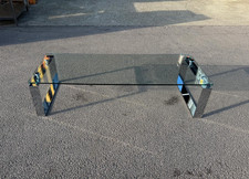 Glass Coffee Table Clear Top and Chrome Legs Modern Reception Furniture - 160cm