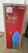 Home Depot 3 ft Battery Operated LED Jumbo BLUE Bulb Holiday Yard Decor w/ timer