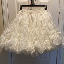 Vtg Square Dance Petticoat Nylon 22  Two Layer Ruffle White  Storage Bag