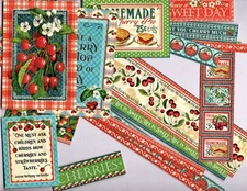 Snippets Graphic45 LIFE'S A BOWL OF CHERRIES (17PC) HAND-CUT scrapbookS crafts